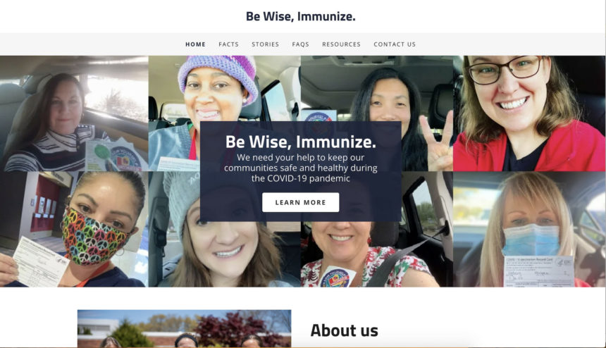 Screen shot of website to encourage home care workers to immunize for COVID-19