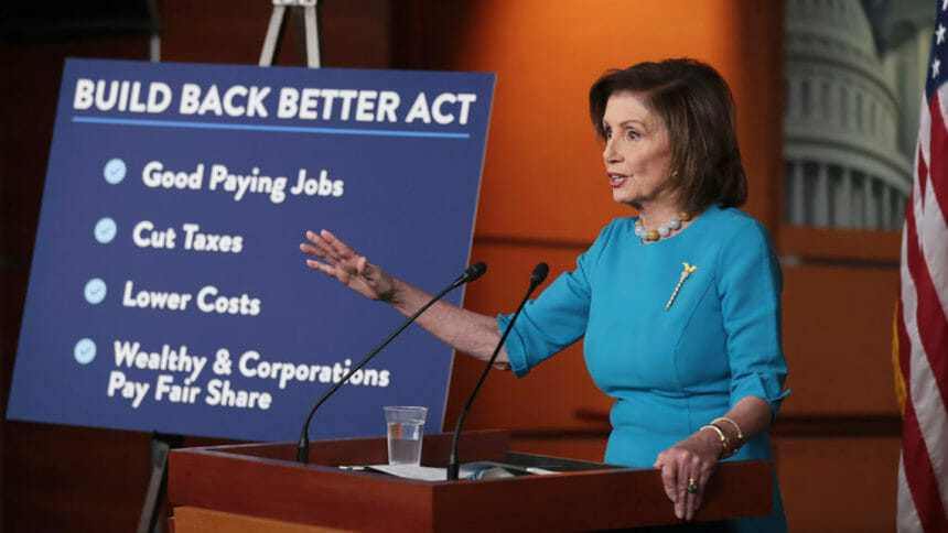 House Speaker Nancy Pelosi talks about the Build Back Better legislation