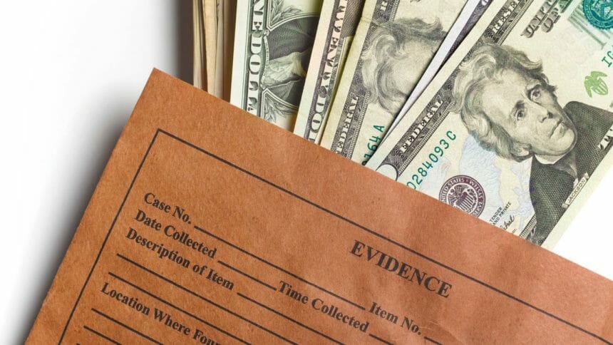 evidence folder and money