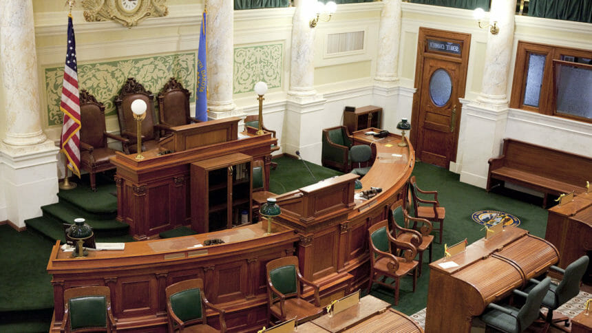 Senate Chamber of the South Dakota state capitol building in Pierre, SD.