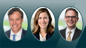 Headshots of attorneys Angelo Spinoza, Lindsay Ryan and Will Vail