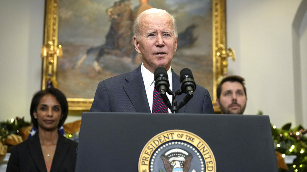 President Biden in front of podium