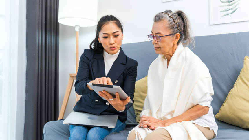 consultant with older woman