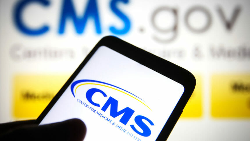 CMS logo on smart phone