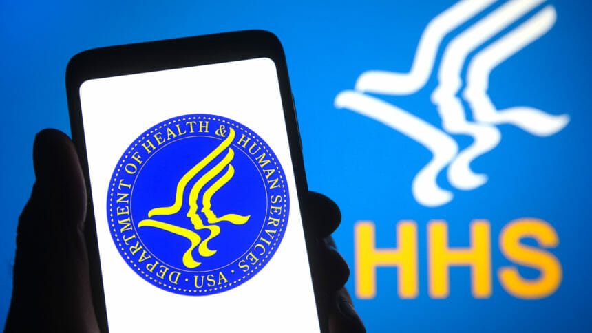 HHS logo on smart phone