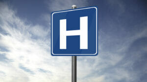 "H" hospital sign
