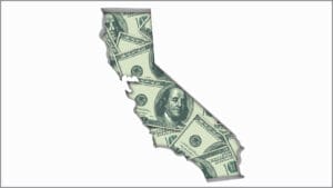 California CA Money Map Cash Economy Dollars 3d Illustration